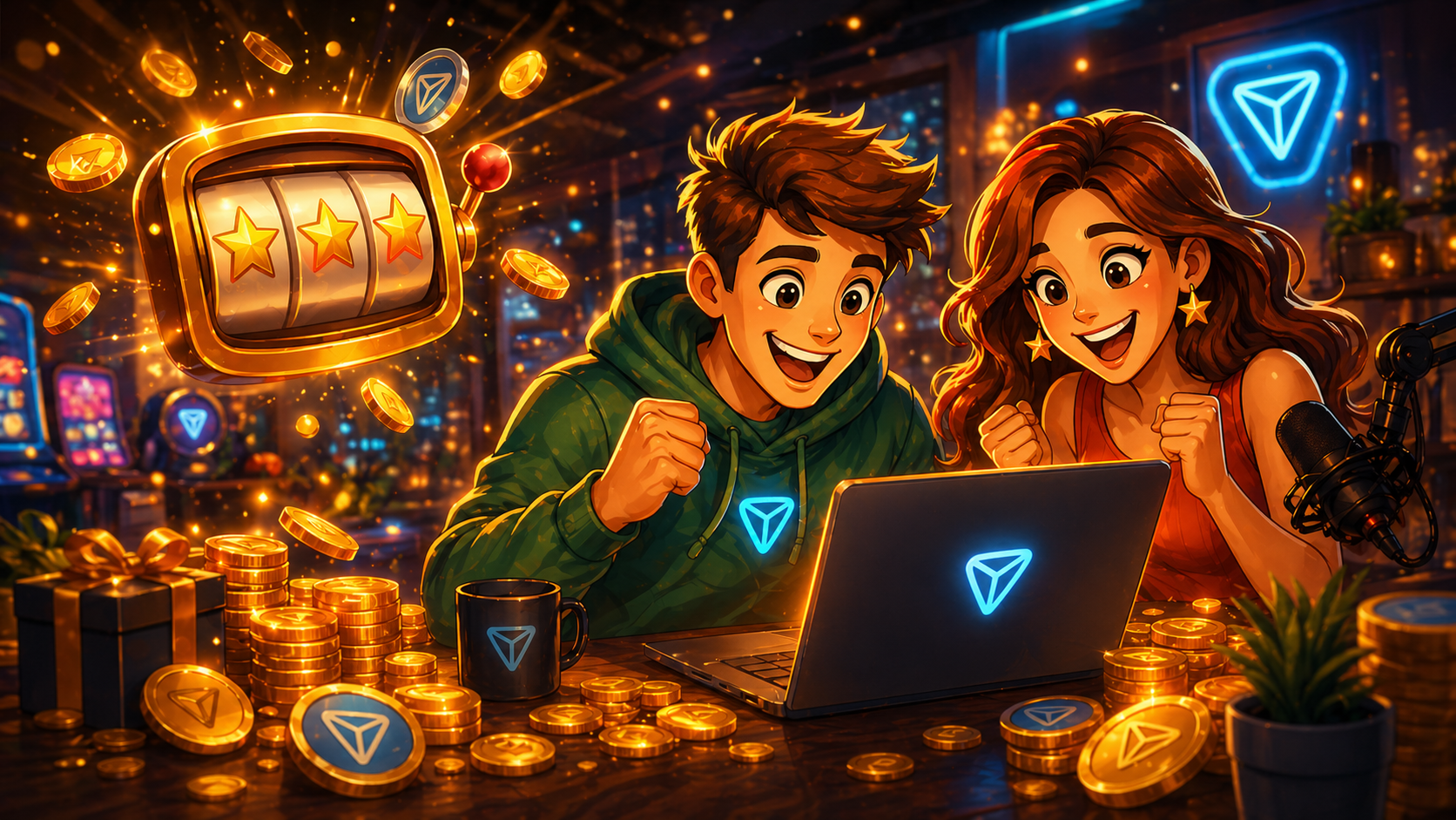 Игроки TgStars у ноутбука со слотами и ростом наград